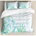 thumbnail image 1 of Ambesonne Scallop Duvet Cover Sets, Repetitive Hand Drawn Shell, 2-King, Pale Yellow Sea Blue, 1 of 3