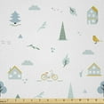 thumbnail image 1 of Ambesonne Scandinavian Fabric by the Yard Microfiber, Apartment Bicycle Tree, 5 Yards, Pale Blue Yellow Green, 1 of 4