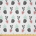 thumbnail image 1 of Ambesonne Scandinavian Fabric by the Yard Microfiber, Minimal Foliage Pots, 10 Yards, Dark Grey Mint Green Rose, 1 of 1