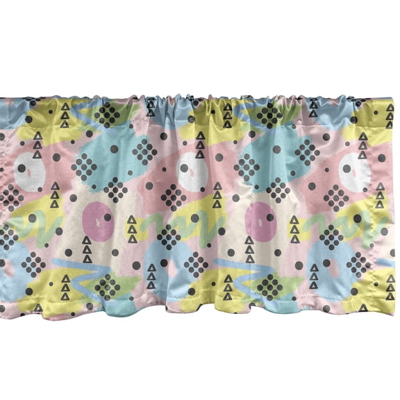 Ambesonne Scandinavian Window Valance, Brush Strokes and Shapes Pattern European Folklore Motifs Triangles and Dots, Curtain Valance for Kitchen Bedroom Decor with Rod Pocket, 54" X 12", Multicolor