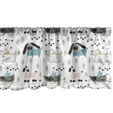 Ambesonne Scandinavian Window Valance, Pure Breed Dog Pattern, 54" X 12", Multicolor