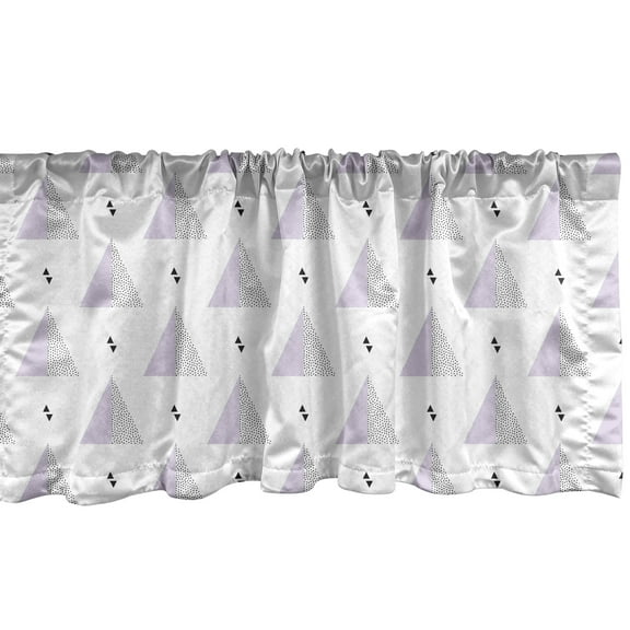 Ambesonne Scandinavian Window Valance, Retro Style Triangles, 54" X 18", Pale Muave and Black