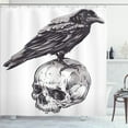 thumbnail image 1 of Ambesonne Scary Shower Curtain, Sketchy Old Skull Image, 69"Wx75"L, Charcoal Grey White, 1 of 5