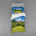 thumbnail image 1 of Ambesonne Scenery Bedding Set 3 Pcs, Bavarian Alps Village, Twin, Forest Green Fern Green, 1 of 3