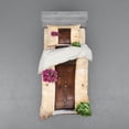 thumbnail image 1 of Ambesonne Scenery Bedding Set 3 Pcs, Rusty Wood Door Italian, Twin, Cream Lilac Brown, 1 of 3