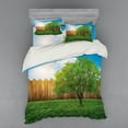 thumbnail image 1 of Ambesonne Scenery Bedding Set 4 Pcs, Life Tree Yard Field, Queen, Green Blue, 1 of 2