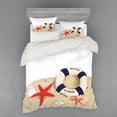 thumbnail image 1 of Ambesonne Scenery Bedding Set 4 Pcs, Shells Starfishes Sea, Queen, Navy Blue Eggshell Red, 1 of 3