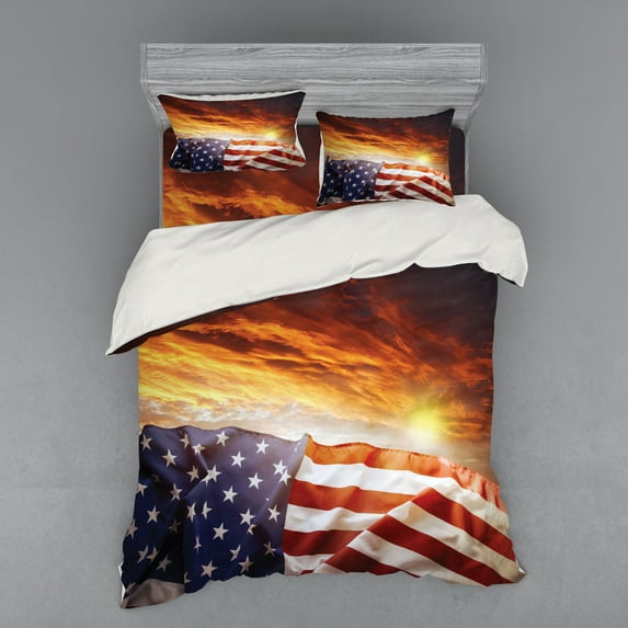 Ambesonne Scenery Bedding Set 4 Pcs, Sunset and Horizon, Queen, Multicolor