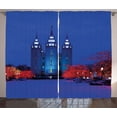 thumbnail image 1 of Ambesonne Scenery Curtains 2 Panel Set, Castle in Winter Road, 108" x 90", White and Blue, 1 of 3