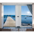 thumbnail image 1 of Ambesonne Scenery Curtains 2 Panel Set, Patio Ocean Sea Sunny, 108" x 96", Pale Blue and White, 1 of 2