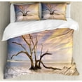 thumbnail image 1 of Ambesonne Scenery Duvet Cover Set, Dead Tree Sun Driftwood, Queen, Beige and Orange, 1 of 3