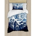 thumbnail image 1 of Ambesonne Scenery Duvet Cover Set, Mountain with Snow View, Twin, Blue Grey Dark Blue, 1 of 3