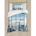 thumbnail image 1 of Ambesonne Scenery Duvet Cover Sets, Office in Skyscrapers, 2-Twin, Sky Blue and Grey, 1 of 4