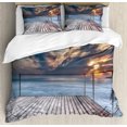 thumbnail image 1 of Ambesonne Scenery Duvet Cover Sets, Sea View Terrace Sunset, 2-King, Pale Brown Sky Blue, 1 of 3