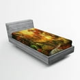 thumbnail image 1 of Ambesonne Scenery Fitted Sheet, Autmn Leaf Tree Forest, Twin XL Size, Orange Yellow, 1 of 2