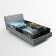 thumbnail image 1 of Ambesonne Scenery Fitted Sheet, Autumn Rocks and Clouds, Twin Size, Blue Grey White, 1 of 2