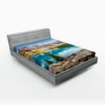 thumbnail image 1 of Ambesonne Scenery Fitted Sheet, Calm Lake and Mountain, Queen Size, Blue Green Grey, 1 of 2