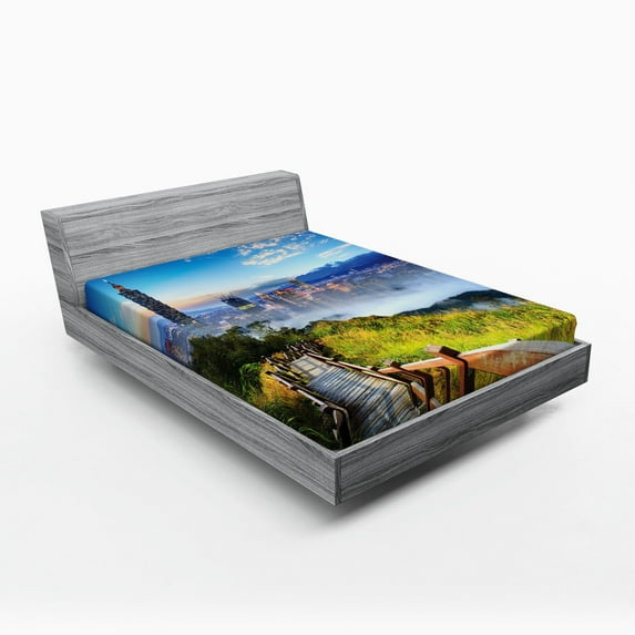 Ambesonne Scenery Fitted Sheet, City Cosmopolitan Life, Queen Size, Multicolor