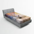 thumbnail image 1 of Ambesonne Scenery Fitted Sheet, Dead Tree Sun Driftwood, Twin XL Size, Beige and Orange, 1 of 2