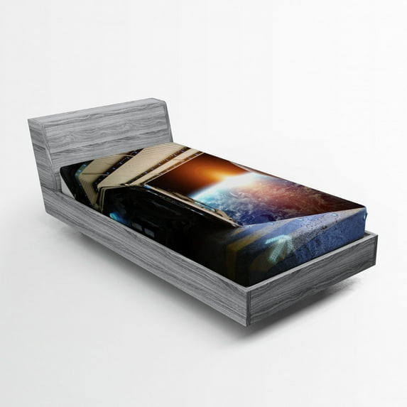 Ambesonne Scenery Fitted Sheet, Earth Galaxy Space, Twin XL Size, Multicolor