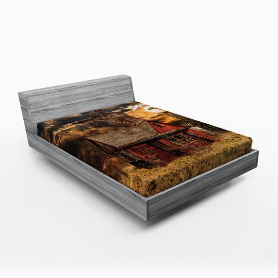 Ambesonne Scenery Fitted Sheet, Horror Movie Theme, Full Size, Multicolor