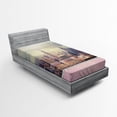 thumbnail image 1 of Ambesonne Scenery Fitted Sheet, New York Usa Roof View, Twin Size, Grey White and Pink, 1 of 2