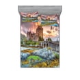 thumbnail image 1 of Ambesonne Scenery Fitted Sheet & Pillow Sham Set, Cartoon Dream Castle, Queen, Multicolor, 1 of 2