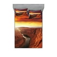 thumbnail image 1 of Ambesonne Scenery Fitted Sheet & Pillow Sham Set, Cliff, Queen, Orange Yellow, 1 of 2