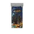 thumbnail image 1 of Ambesonne Scenery Fitted Sheet & Pillow Sham Set, NYC Midtown Skyline, Twin, Royal Blue, 1 of 2