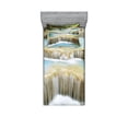thumbnail image 1 of Ambesonne Scenery Fitted Sheet & Pillow Sham Set, Rock Stairs in Forest, Twin, Blue and Green, 1 of 2