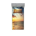 thumbnail image 1 of Ambesonne Scenery Fitted Sheet & Pillow Sham Set, Sea Honeymoon Travel, Twinxl, Blue Yellow Brown, 1 of 2