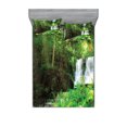 thumbnail image 1 of Ambesonne Scenery Fitted Sheet & Pillow Sham Set, Spring Botanic Forest, Full, Green and White, 1 of 2