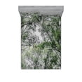 thumbnail image 1 of Ambesonne Scenery Fitted Sheet & Pillow Sham Set, Spring Season Jungle, Queen, Green, 1 of 2