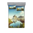 thumbnail image 1 of Ambesonne Scenery Fitted Sheet & Pillow Sham Set, Sunny Fall Day Image, Full, Green Blue, 1 of 2