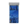 thumbnail image 1 of Ambesonne Scenery Fitted Sheet & Pillow Sham Set, Winter Forest Trees, Twinxl, Blue, 1 of 3