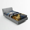 thumbnail image 1 of Ambesonne Scenery Fitted Sheet, River Snowy Mountain, Twin Size, White Blue Yellow, 1 of 2