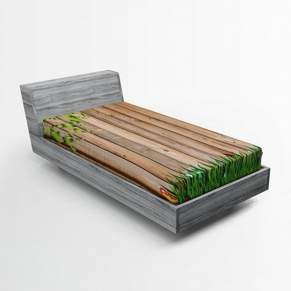 Ambesonne Scenery Fitted Sheet, Spring Season Ladybug, Twin Size, Multicolor