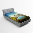 thumbnail image 1 of Ambesonne Scenery Fitted Sheet, Sunny Fall Day Image, Twin Size, Green Blue, 1 of 2