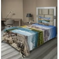 thumbnail image 1 of Ambesonne Scenery Fitted & Top Sheet Set with Sham, Calm Lake and Mountain, Blue Green Grey, 1 of 4