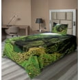 thumbnail image 1 of Ambesonne Scenery Fitted & Top Sheet Set with Sham, Punkevni Cave in Czech, Green, 1 of 4