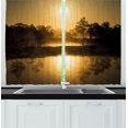 thumbnail image 1 of Ambesonne Scenery Kitchen Curtains, Idyllic Sunrise Morning, 55"x39", Sepia, 1 of 2