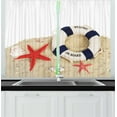 thumbnail image 1 of Ambesonne Scenery Kitchen Curtains, Shells Starfishes Sea, 55"x45", Navy Blue Eggshell Red, 1 of 1