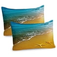 thumbnail image 1 of Ambesonne Scenery Pillow Sham 2 Pack, Caribbean Ocean, 26"x20", Pale Blue and Marigold, 1 of 3