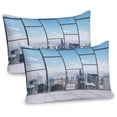 thumbnail image 1 of Ambesonne Scenery Pillow Sham 2 Pack, Office in Skyscrapers, 30"x20", Sky Blue and Grey, 1 of 3