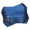thumbnail image 1 of Ambesonne Scenery Place Mats Set of 4, Winter Forest Trees, Standard Size, Blue, 1 of 6