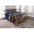 thumbnail image 1 of Ambesonne Scenery Quilted Bedspread Set 3 Pcs, Night View Hong Kong, Queen Size, Navy White, 1 of 3
