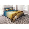 thumbnail image 1 of Ambesonne Scenery Quilted Coverlet 3 Pcs, Dreamy Sunset on River, King Size, Blue Yellow, 1 of 2