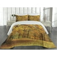 thumbnail image 1 of Ambesonne Scenery Quilted Coverlet 3 Pcs, Fall Pale Maple Trees, King Size, Orange Brown, 1 of 4