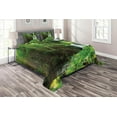 thumbnail image 1 of Ambesonne Scenery Quilted Coverlet 3 Pcs, Spring Botanic Forest, King Size, Green and White, 1 of 2