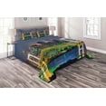 thumbnail image 1 of Ambesonne Scenery Quilted Coverlet 3 Pcs, Tokyo Skyline Japanese, Queen Size, Green Navy, 1 of 2